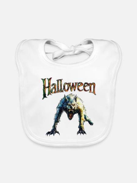 Halloween-Werwolf  - Baby Bio-Lätzchen - Weiß