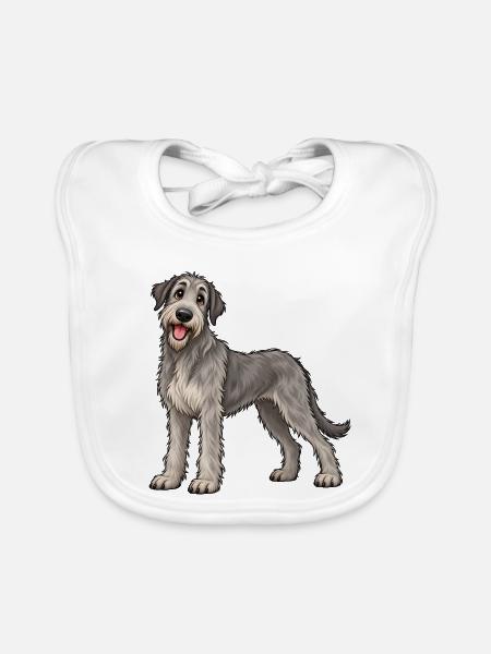 Irischer Wolfshund Kawaii Style – Süßer Hund - Baby Bio-Lätzchen - Weiß - Vorne