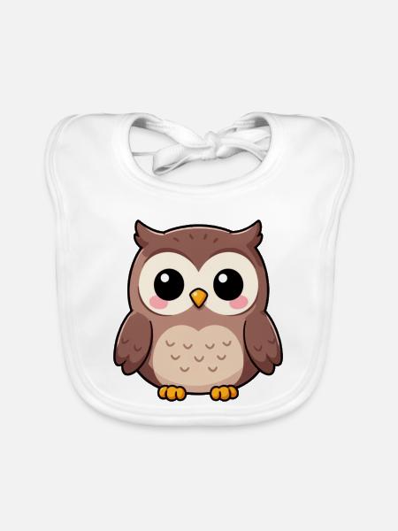 Niedliche Eule Kawaii Geschenk  - Baby Bio-Lätzchen - Weiß - Vorne
