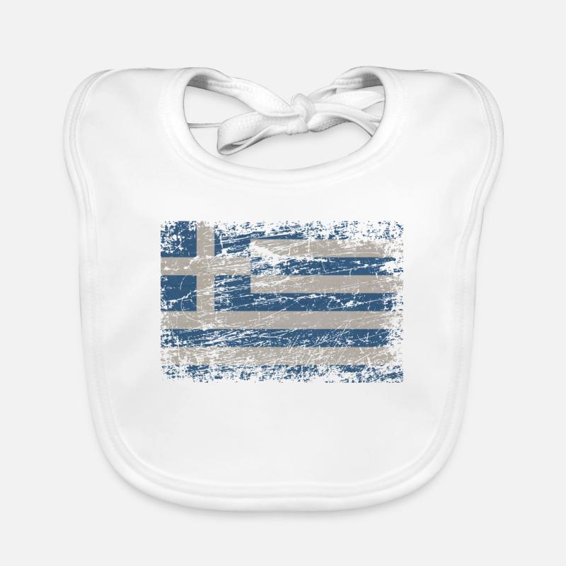Grèce drapeau utilisé look Athènes Crète Kos GR Bavoir bio Bébé