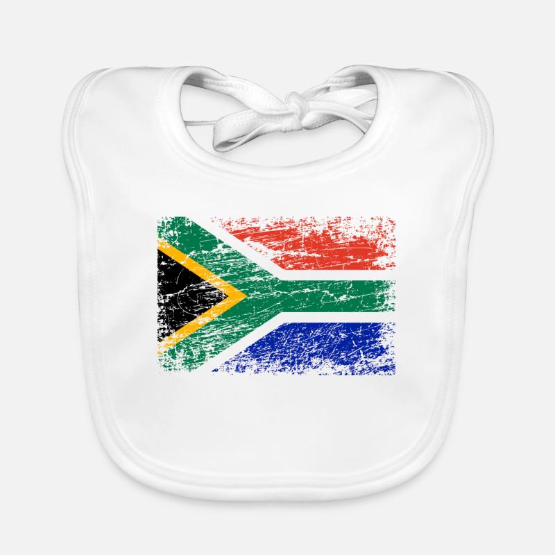 Afrique du Sud drapeau vintage utilisé look Afrique - Bavoir bio Bébé - blanc