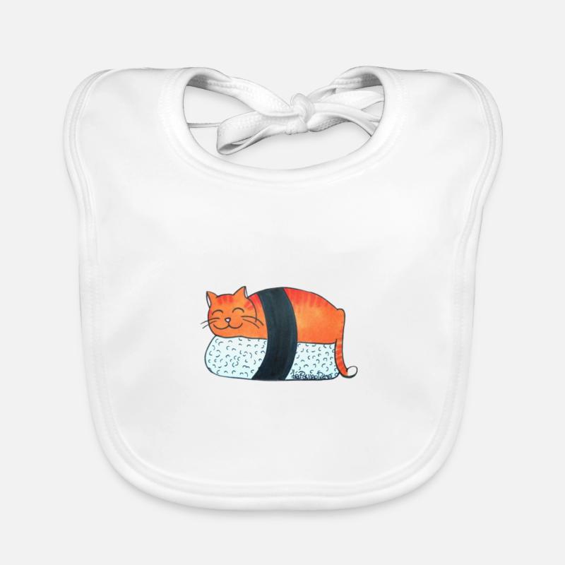 Sushi Cat - Bavoir bio Bébé - blanc