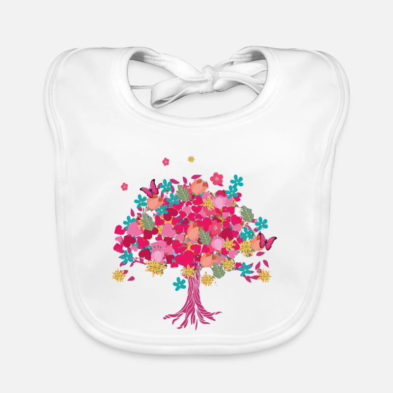 Arbre de Vie,Arbre de Vie,Fleurs,Arbre à fleurs Bavoir bio Bébé