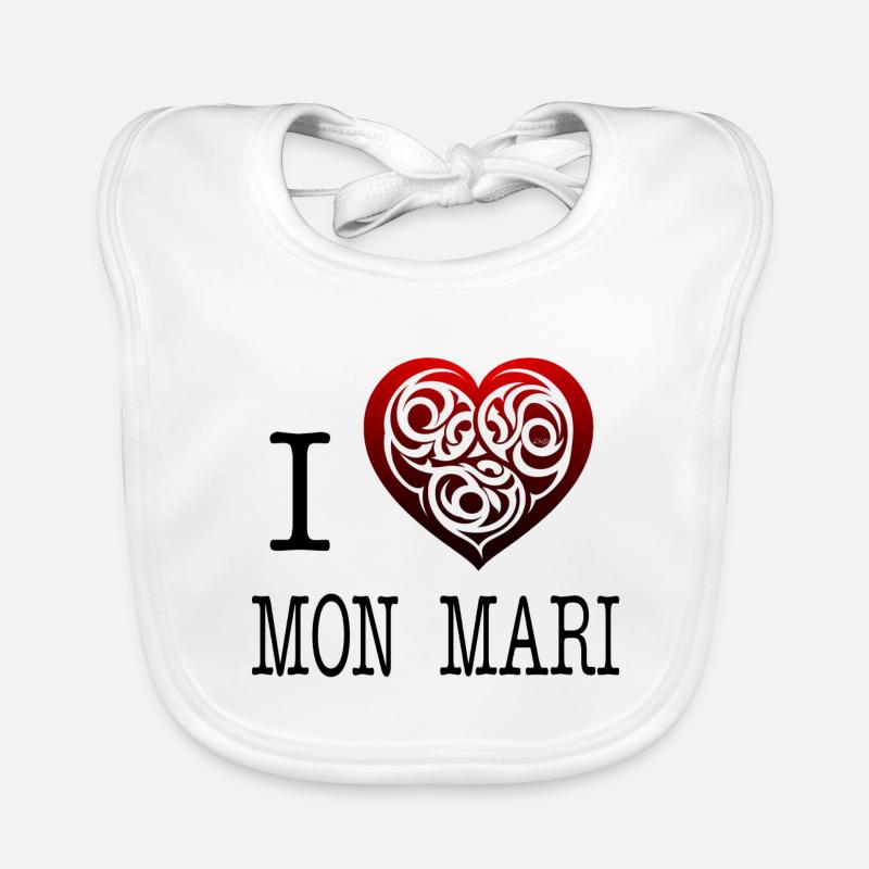 i love mon mari - Bavoir bio Bébé - blanc