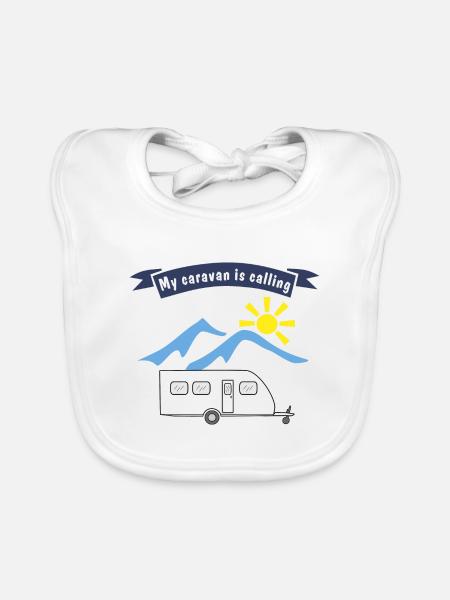 caravan is calling - Baby Bio-Lätzchen - Weiß - Vorne