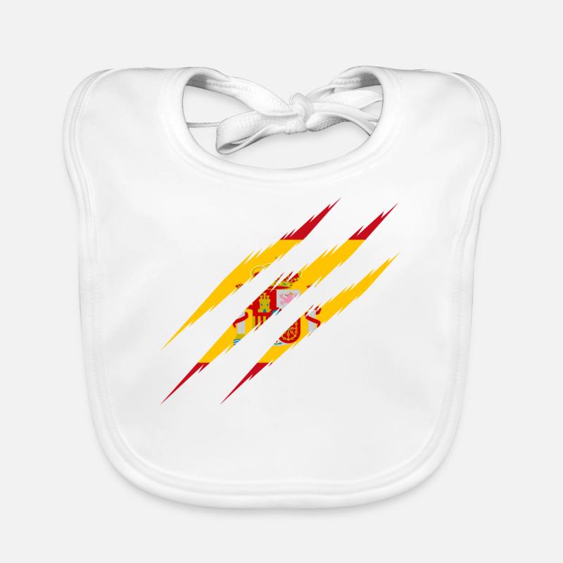 Spain flag scratch claws scratching cracks crack Organic Baby Bibs