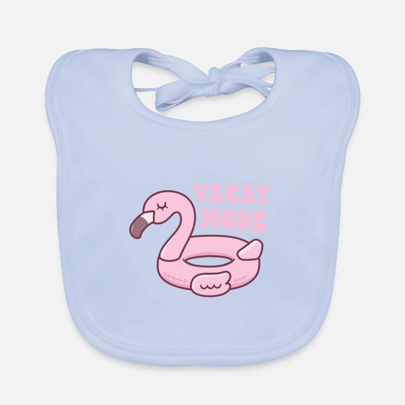 Pink Flamingo Pool Float Vacay Mode Organic Baby Bibs