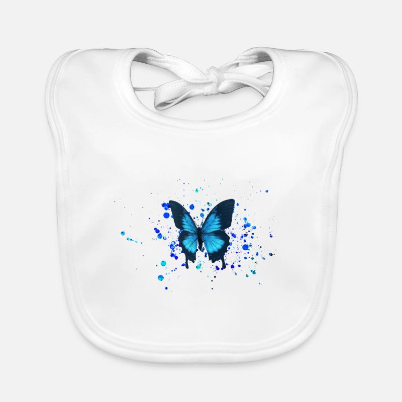 Blue sky moth butterfly Organic Baby Bibs