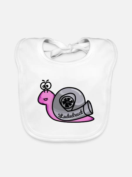 Turboschnecke Rosa - Baby Bio-Lätzchen - Weiß - Vorne