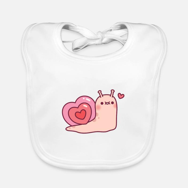 Escargot mignon avec une coquille en forme de coeur Bavoir bio Bébé