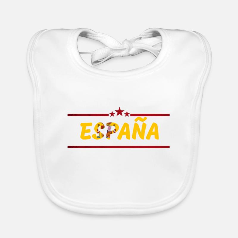 Drapeau Espagne Madrid Hola UE - Bavoir bio Bébé - blanc