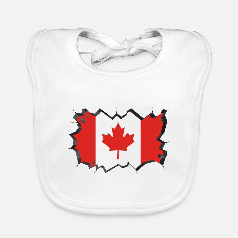 Drapeau du Canada Feuille d'érable Feuille d'érable Canada - Bavoir bio Bébé - blanc