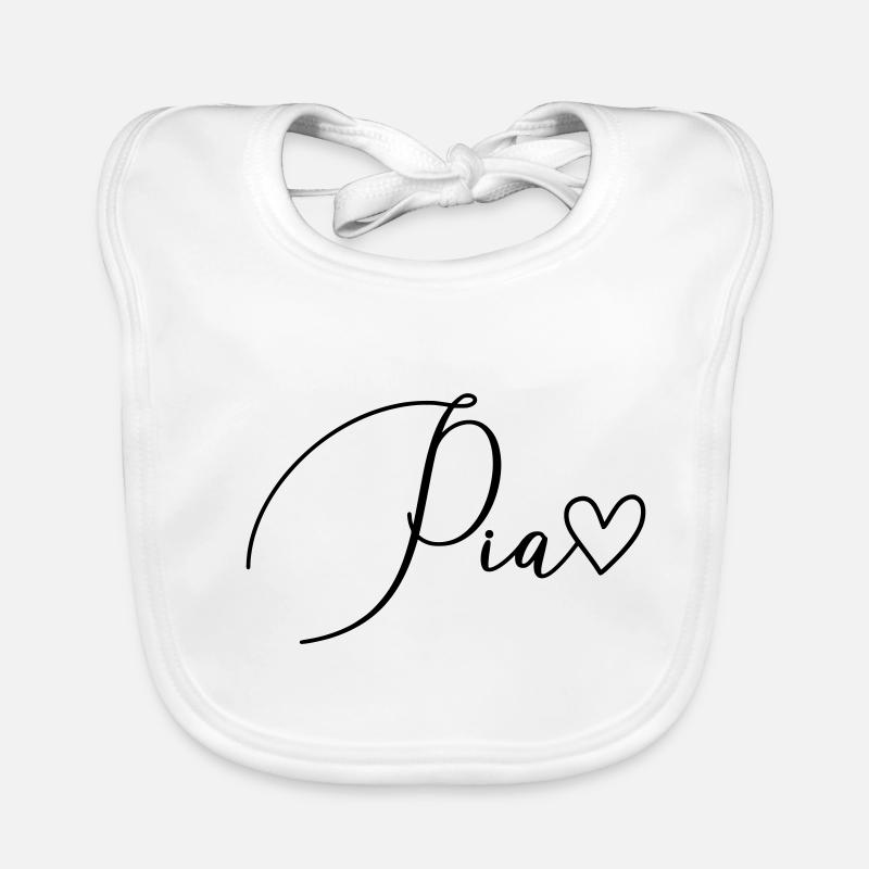 Pia Name Vorname Mädchen - Baby Bio-Lätzchen - Weiß