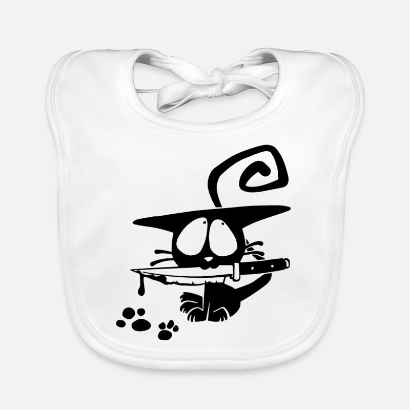 Cat With Knife Organic Baby Bibs
