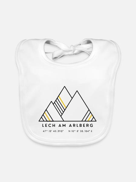 Minimalistisches Lech am Arlberg-Logo - Baby Bio-Lätzchen - Weiß - Vorne