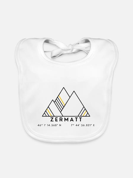 Minimalistisches Zermatt-Logo - Baby Bio-Lätzchen - Weiß - Vorne
