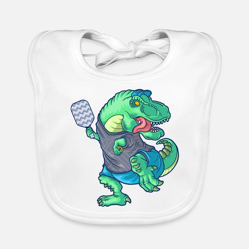 Pickleball Saurus Dinosaur T-Rex avec raquette Bavoir bio Bébé
