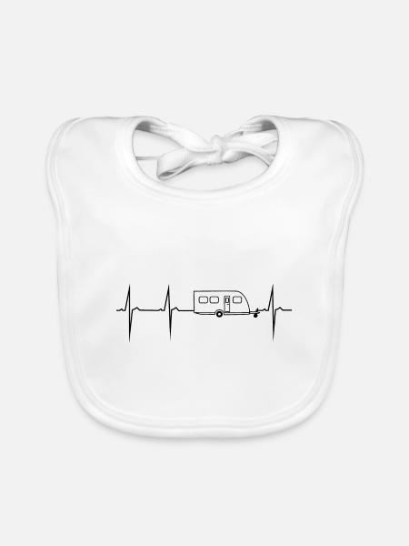 my heart beats for caravans - Organic Baby Bibs - white - Front