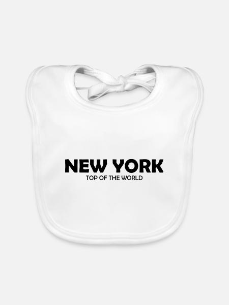 New York - Top of the World - USA - Amerika - Baby Bio-Lätzchen - Weiß - Vorne