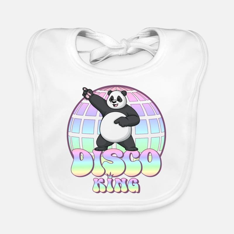 Discoking Panda 70s Disco Ball Disco King Organic Baby Bibs