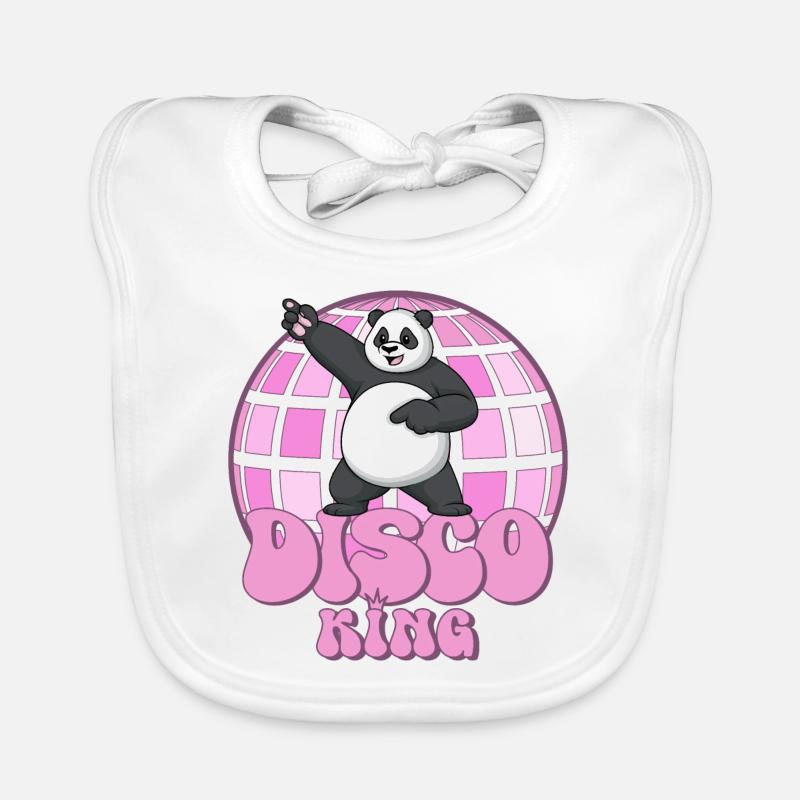 Disco King Panda 70s Disco Ball Discoking Organic Baby Bibs