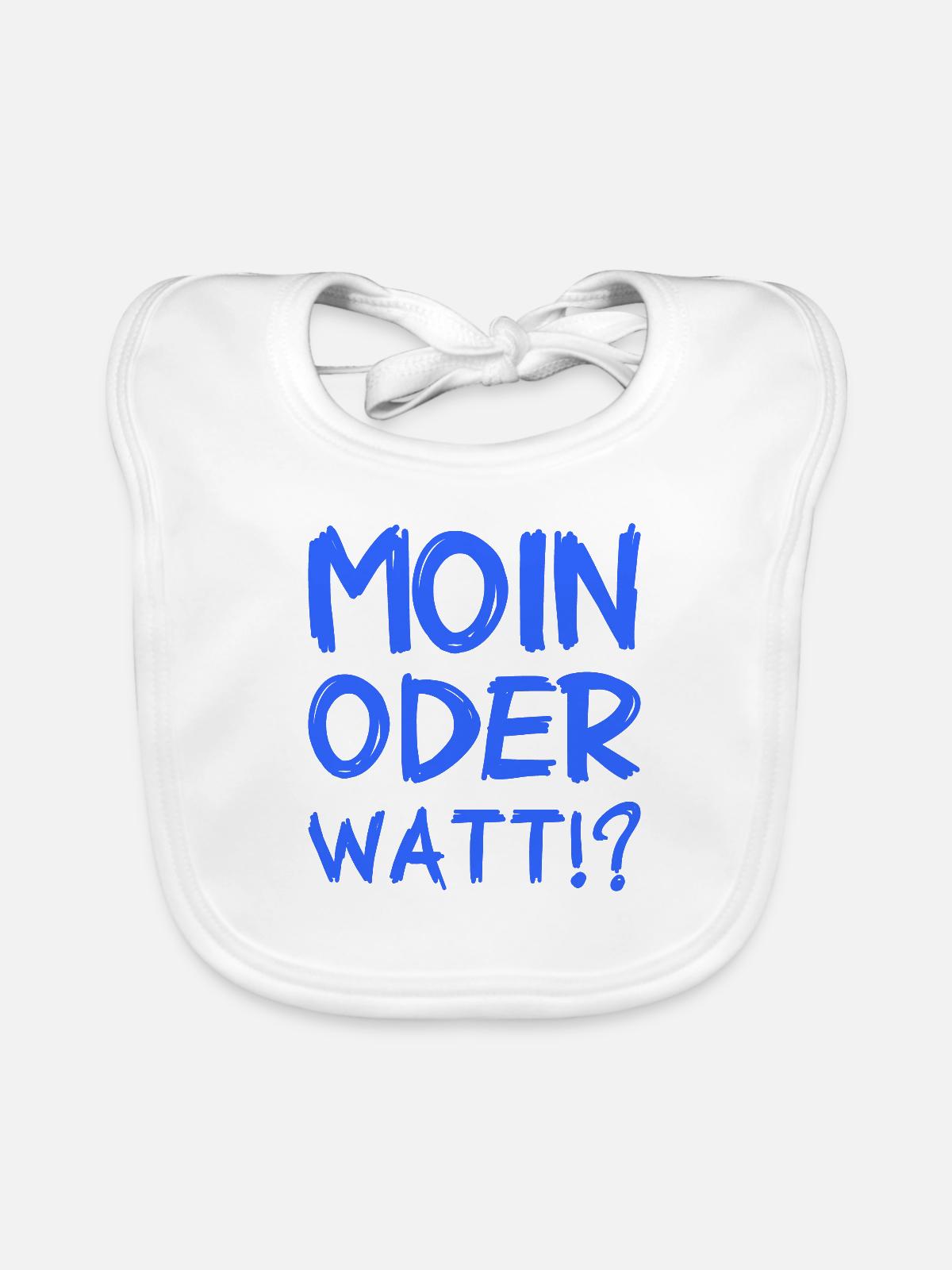 Moin oder Watt? - Baby Bio-Lätzchen - Weiß - Vorne