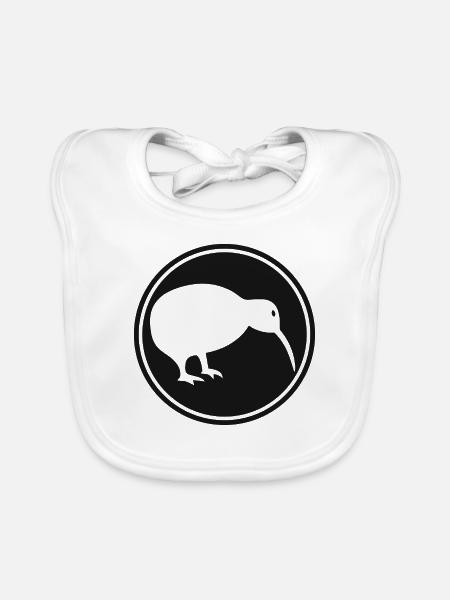 Kiwi - Neuseeland - New Zealand - Maori - Aotearoa - Baby Bio-Lätzchen - Weiß - Vorne