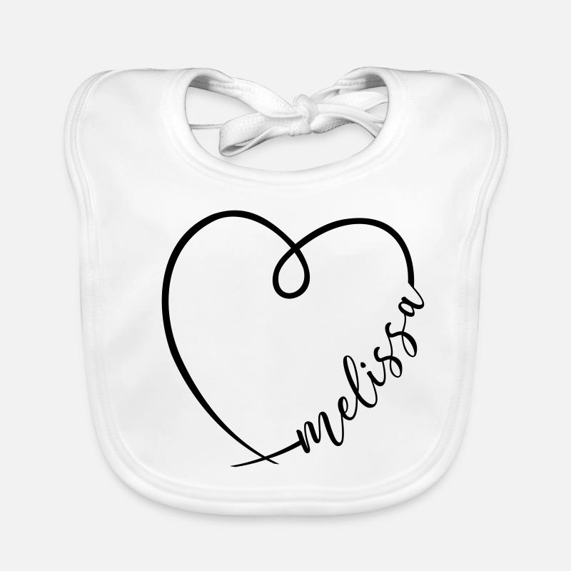 Melissa Nom Prénom Dessin du cœur Bavoir bio Bébé