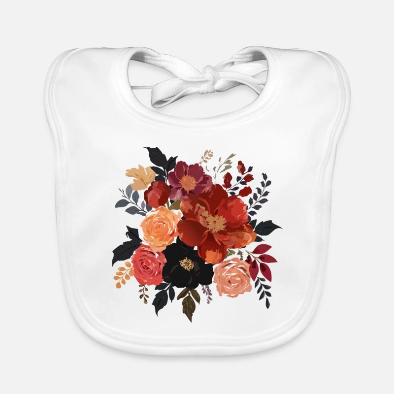 Bouquet de fleurs, pivoines, coquelicots, millésime, fleur Bavoir bio Bébé