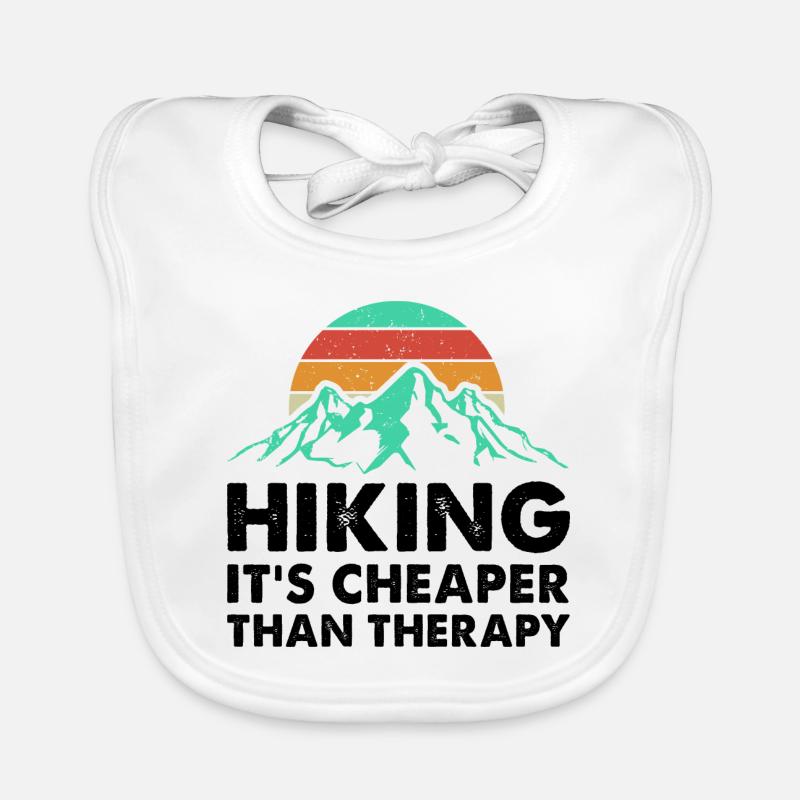 Hiking It's Cheaper Than Therapy Trekking Mountain Baby Bio-Lätzchen