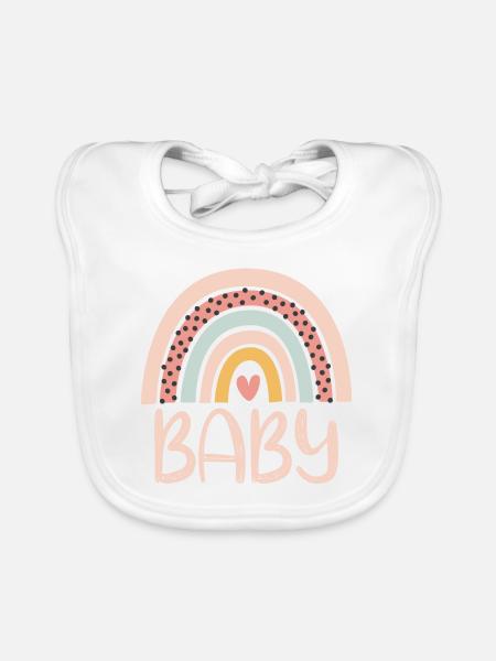 Baby Cute Rainbow - Organic Baby Bibs - white - Front