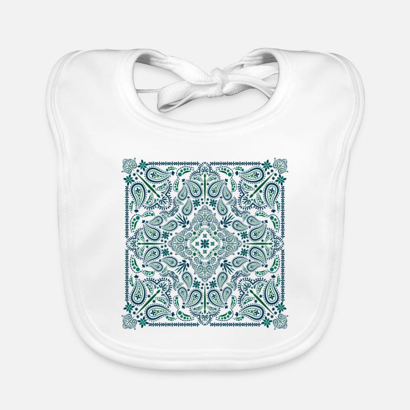 Paisley Pattern - Mandala, Mosaic, Flower Print Organic Baby Bibs