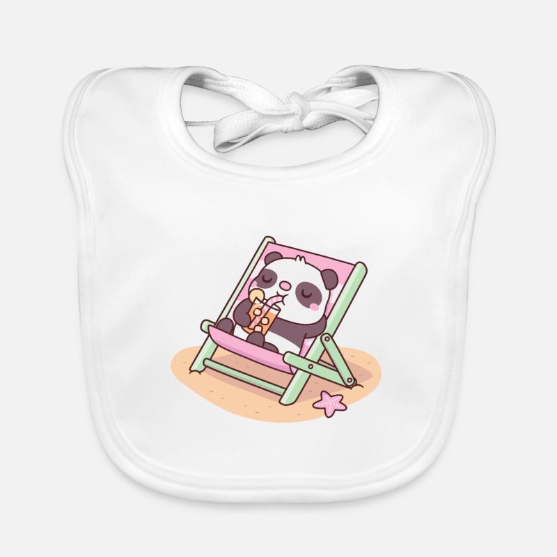 Mignon Panda Chilling On Beach Chaise Bavoir bio Bébé