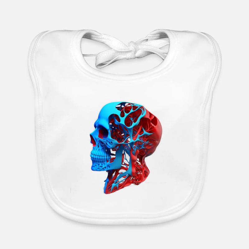 Anatomical drawing head red blue Organic Baby Bibs