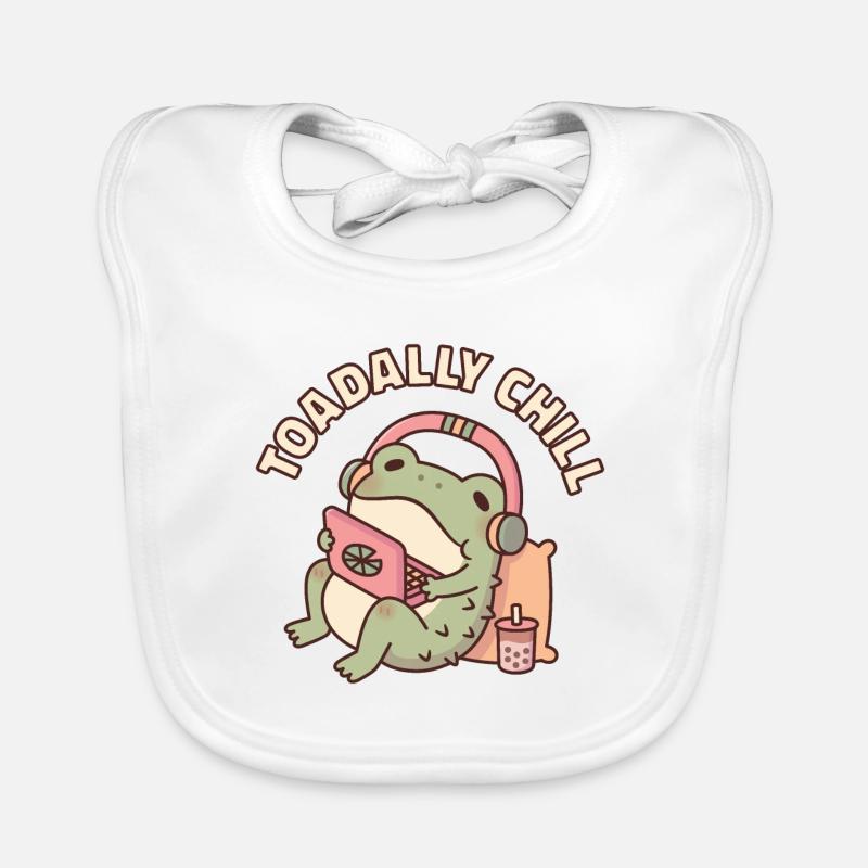 Crapaud mignon relaxant avec ordinateur portable Toadally Chill Bavoir bio Bébé