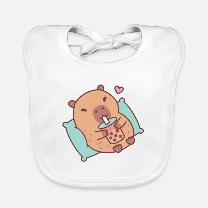Mignon Capybara refroidir et boire du thé à bulles Bavoir bio Bébé