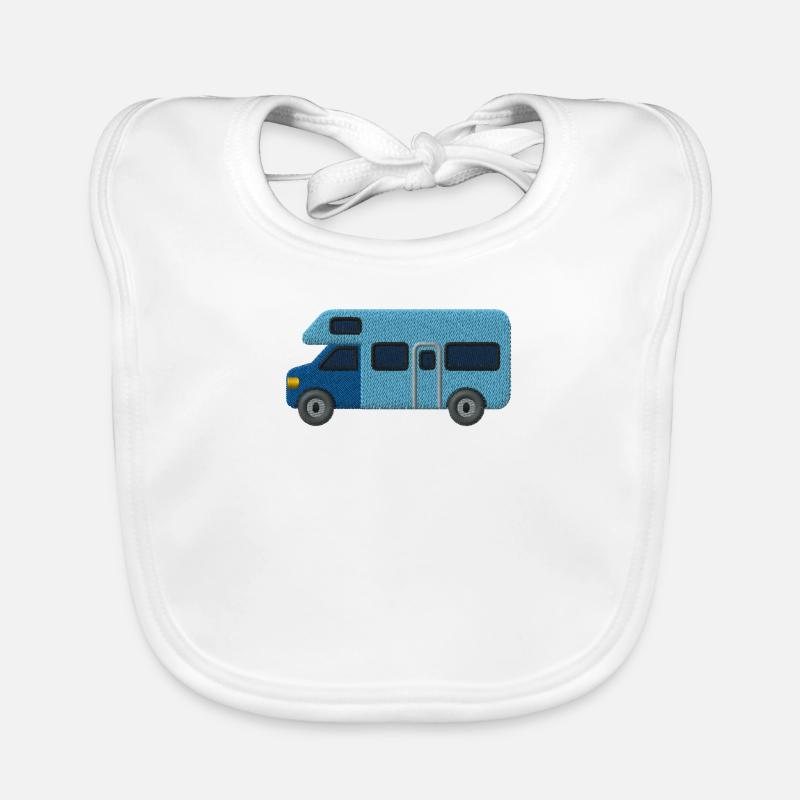 Camping-car brodé - Bavoir bio Bébé - blanc