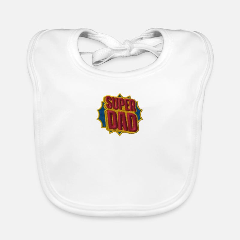 Super Dad Lettering Embroidered Organic Baby Bibs