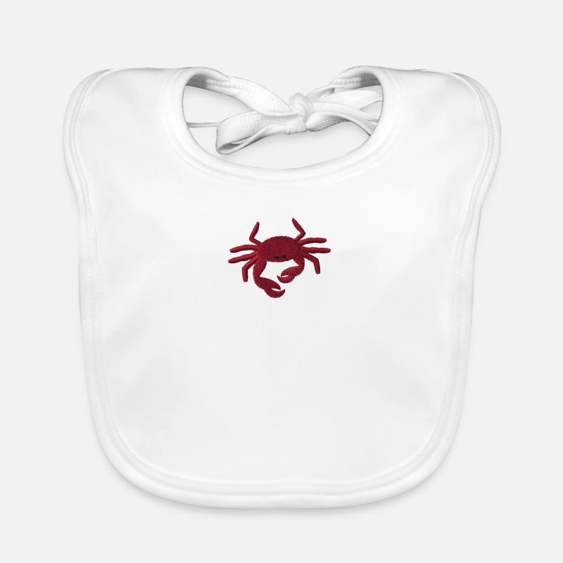 Crabe brodé - Bavoir bio Bébé - blanc