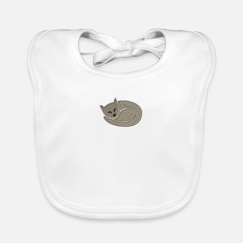 Sleeping Cat Embroidered Organic Baby Bibs