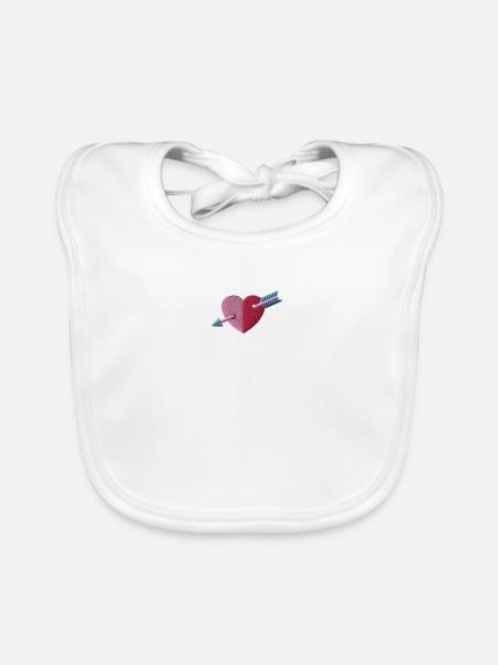 Cœur - Bavoir bio Bébé - blanc