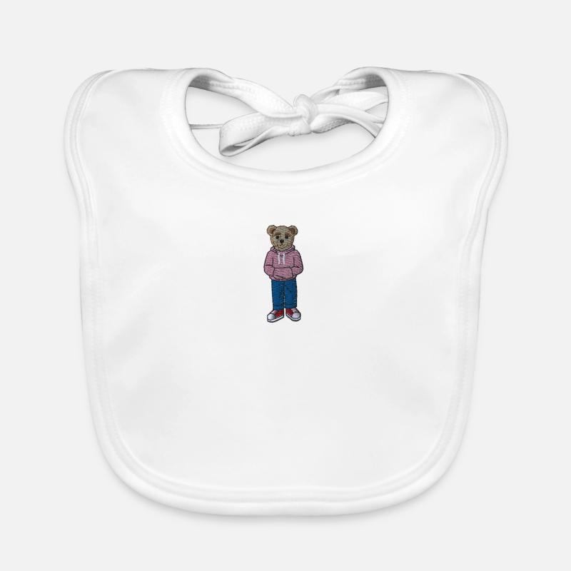 Teddybär 8 - Baby Bio-Lätzchen - Weiß