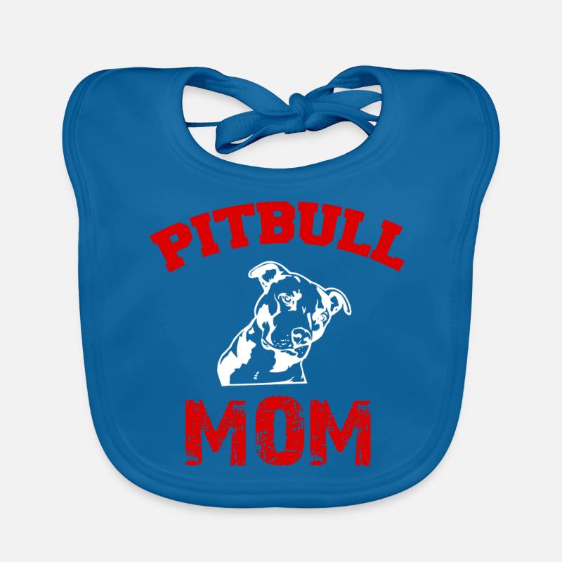 Pitbull Mom Pit Bull Terrier Mère cadeau - Bavoir bio Bébé - bleu paon