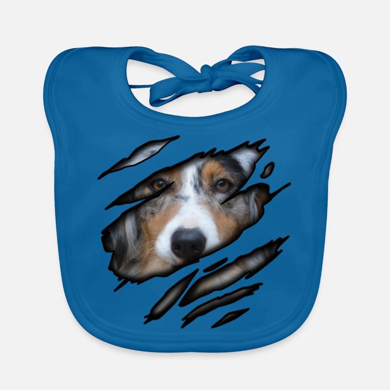 Shepherd australien en moi - Bavoir bio Bébé - bleu paon