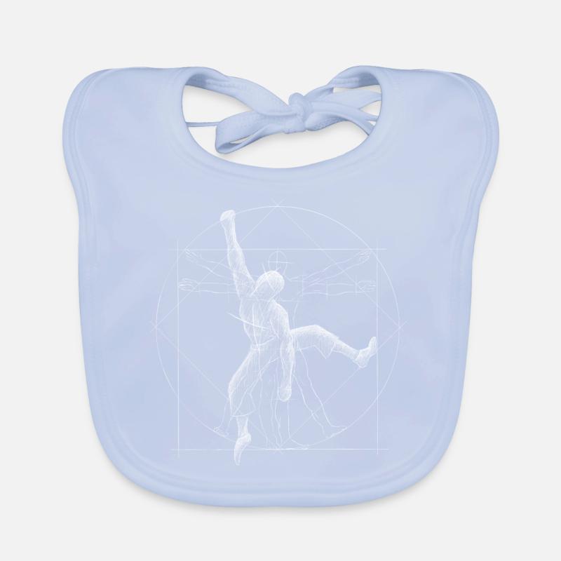 Climbing Vitruvian man boulderer gift Organic Baby Bibs