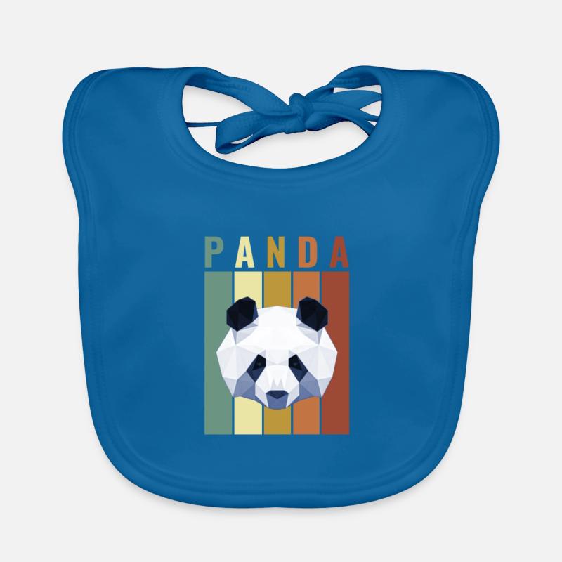 Panda hipster - Bavoir bio Bébé - bleu paon