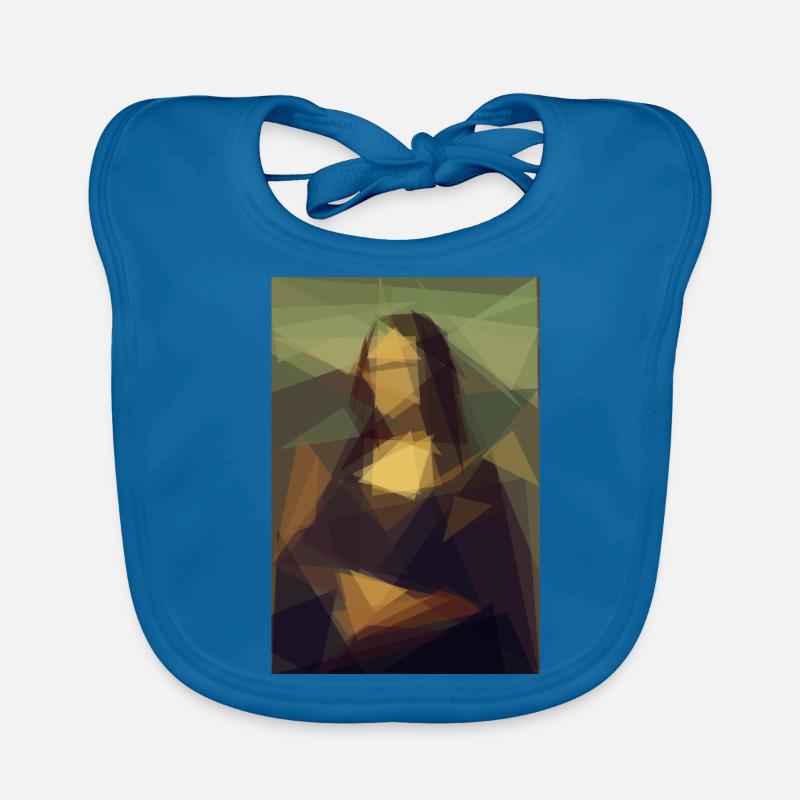 Mona Lisa - triangle - Organic Baby Bibs - peacock-blue