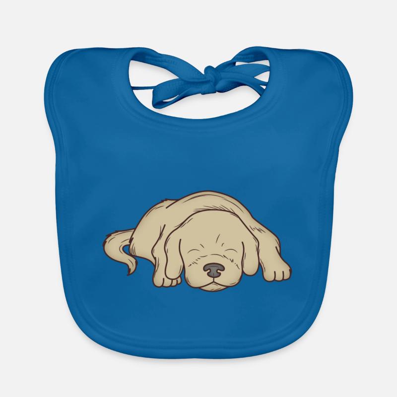 Chien endormi - Bavoir bio Bébé - bleu paon