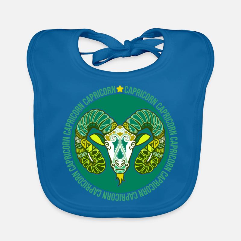 Sternzeichen Steinbock - Baby Bio-Lätzchen - Pfauenblau