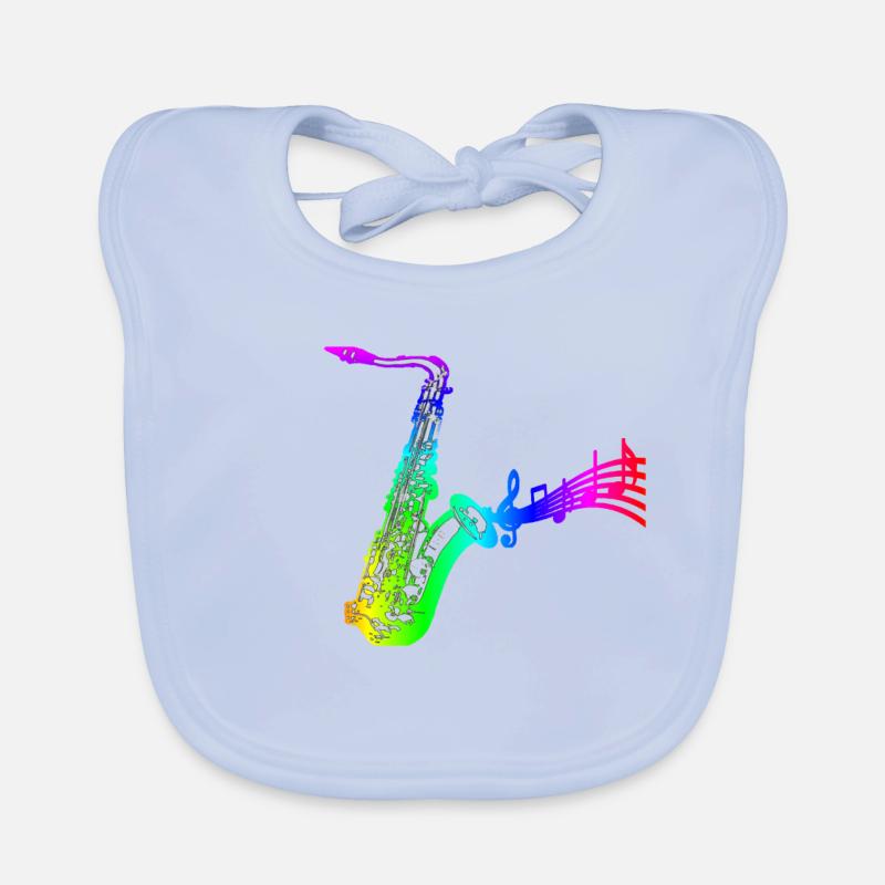 saxophone with notes colorful Organic Baby Bibs